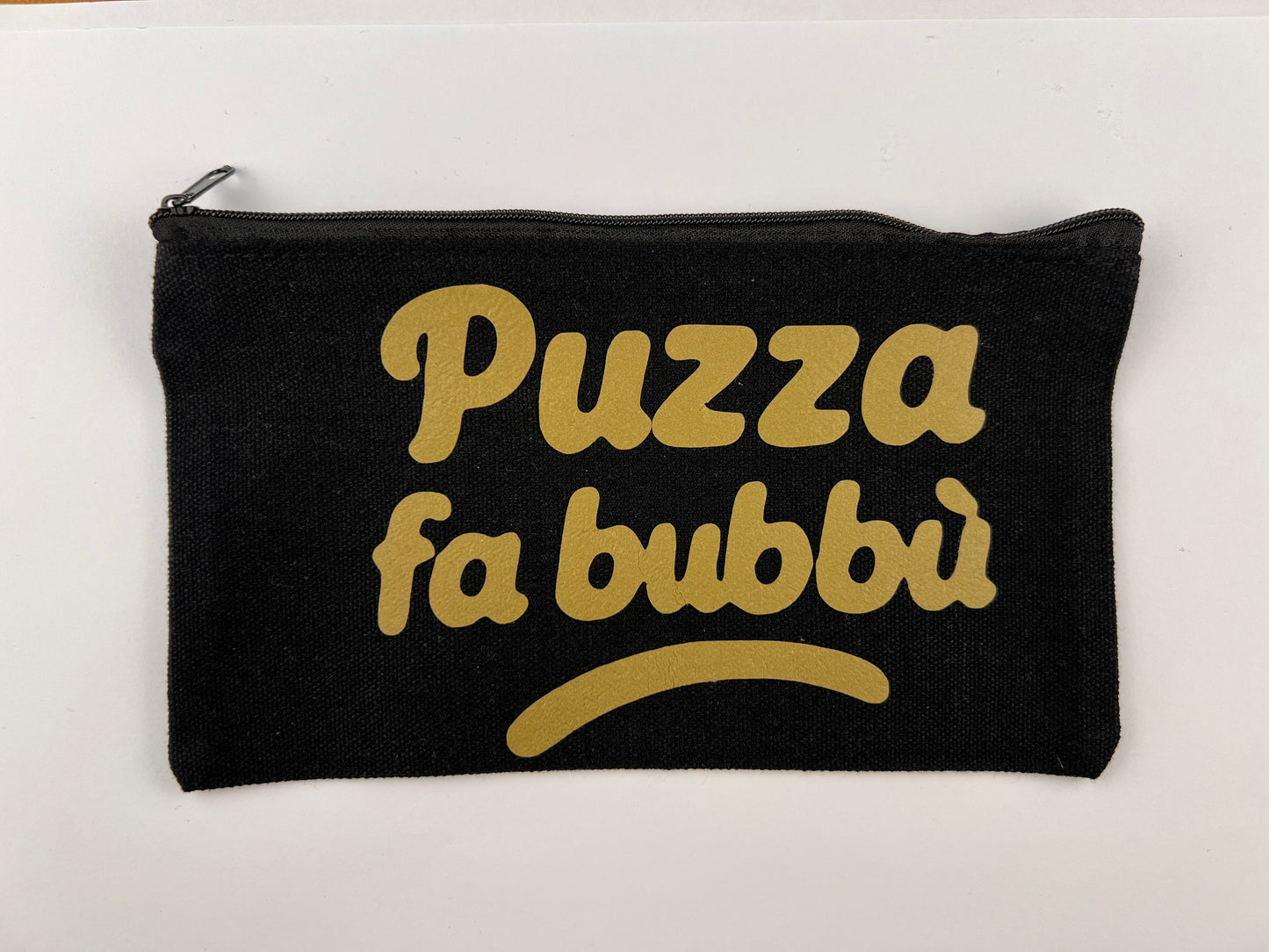 Pochette nera “Puzza fa bubbù” oro