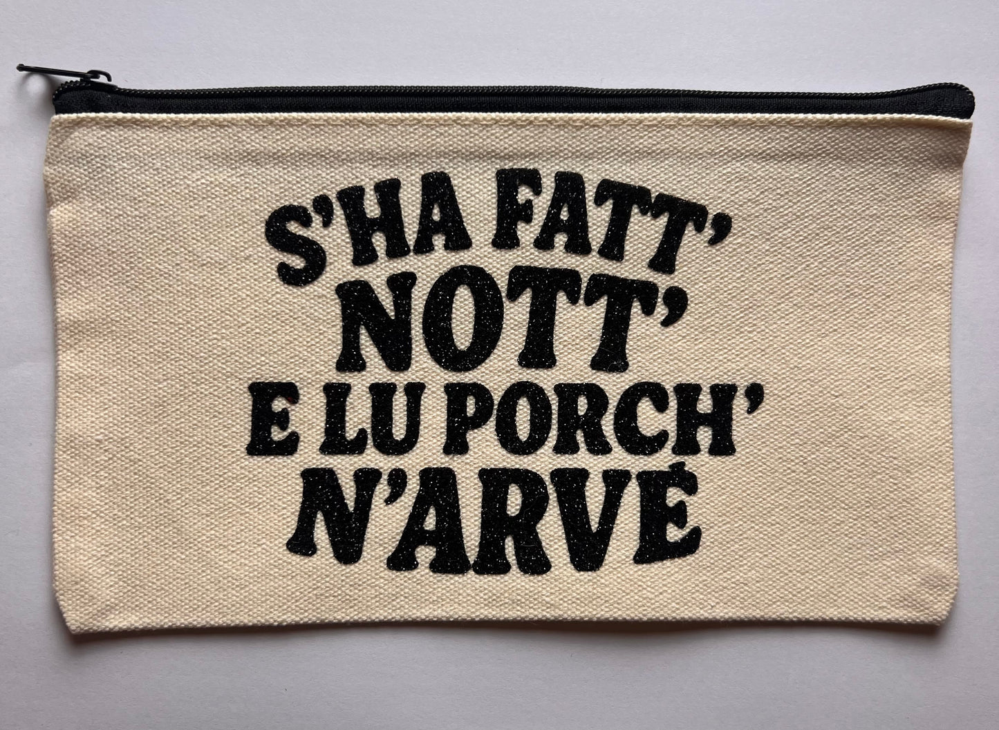 Pochette “S’ha fatt nott’…” scritta glitterata