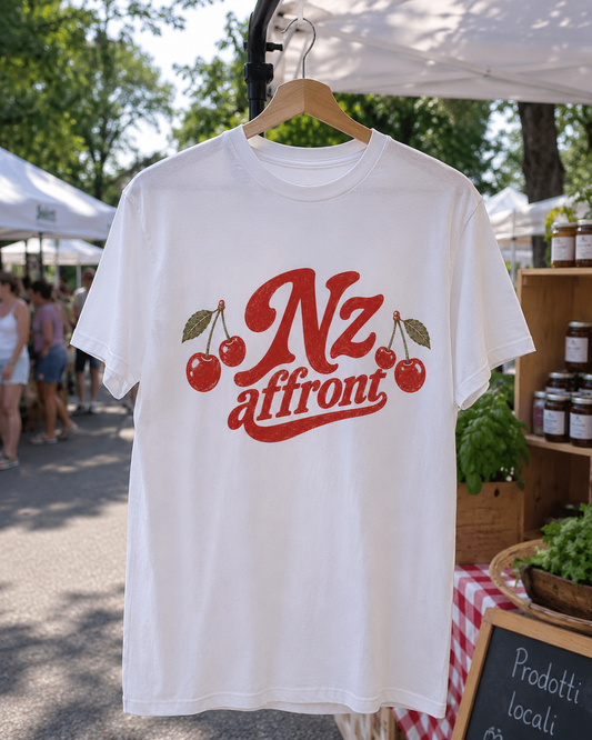 T-shirt “‘Nz’ affront’” ciliegie