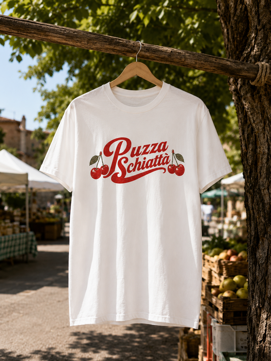 T-shirt “Puzza Schiattà” con ciliegie