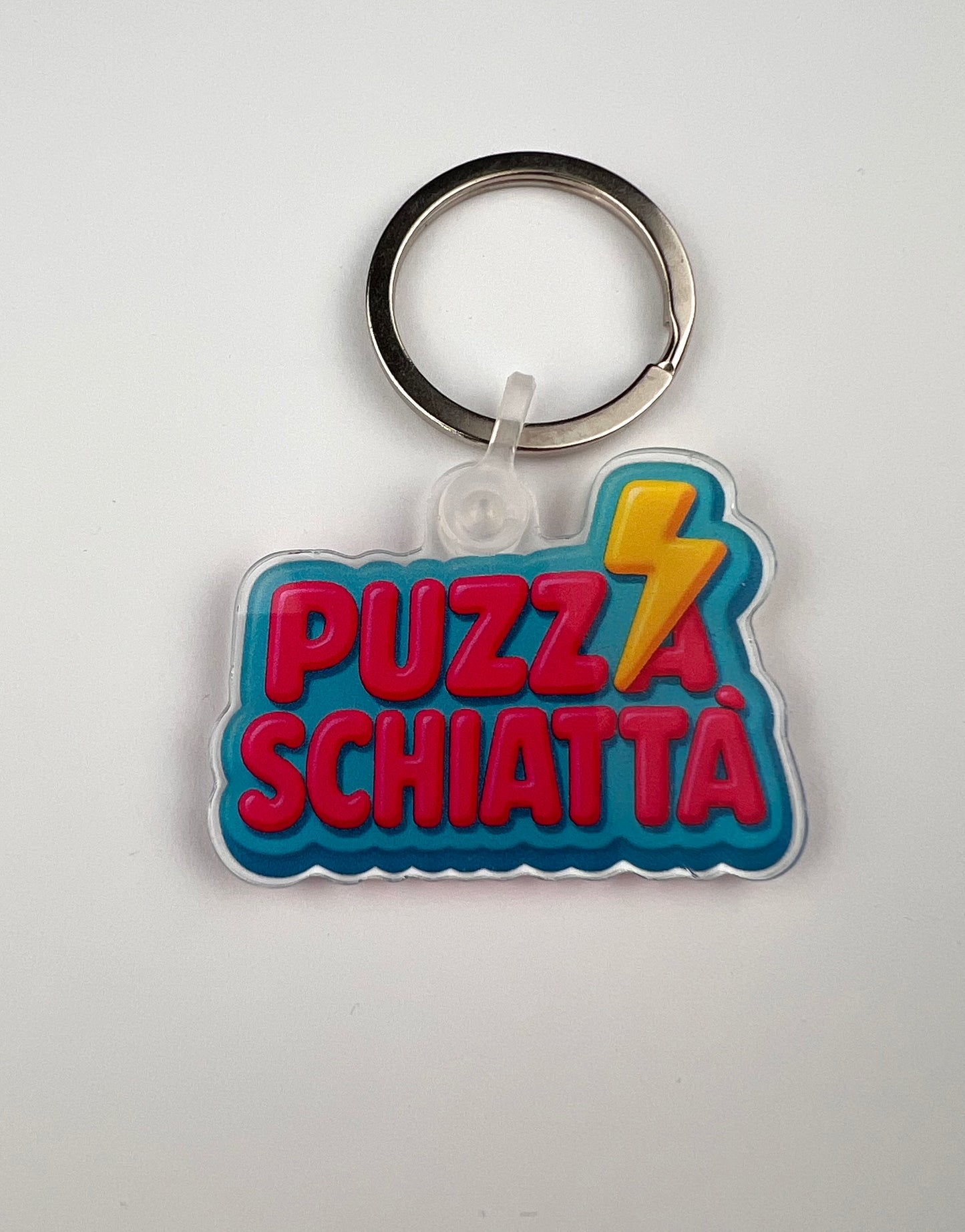 Portachiavi “Puzza Schiattà” celeste-rosa