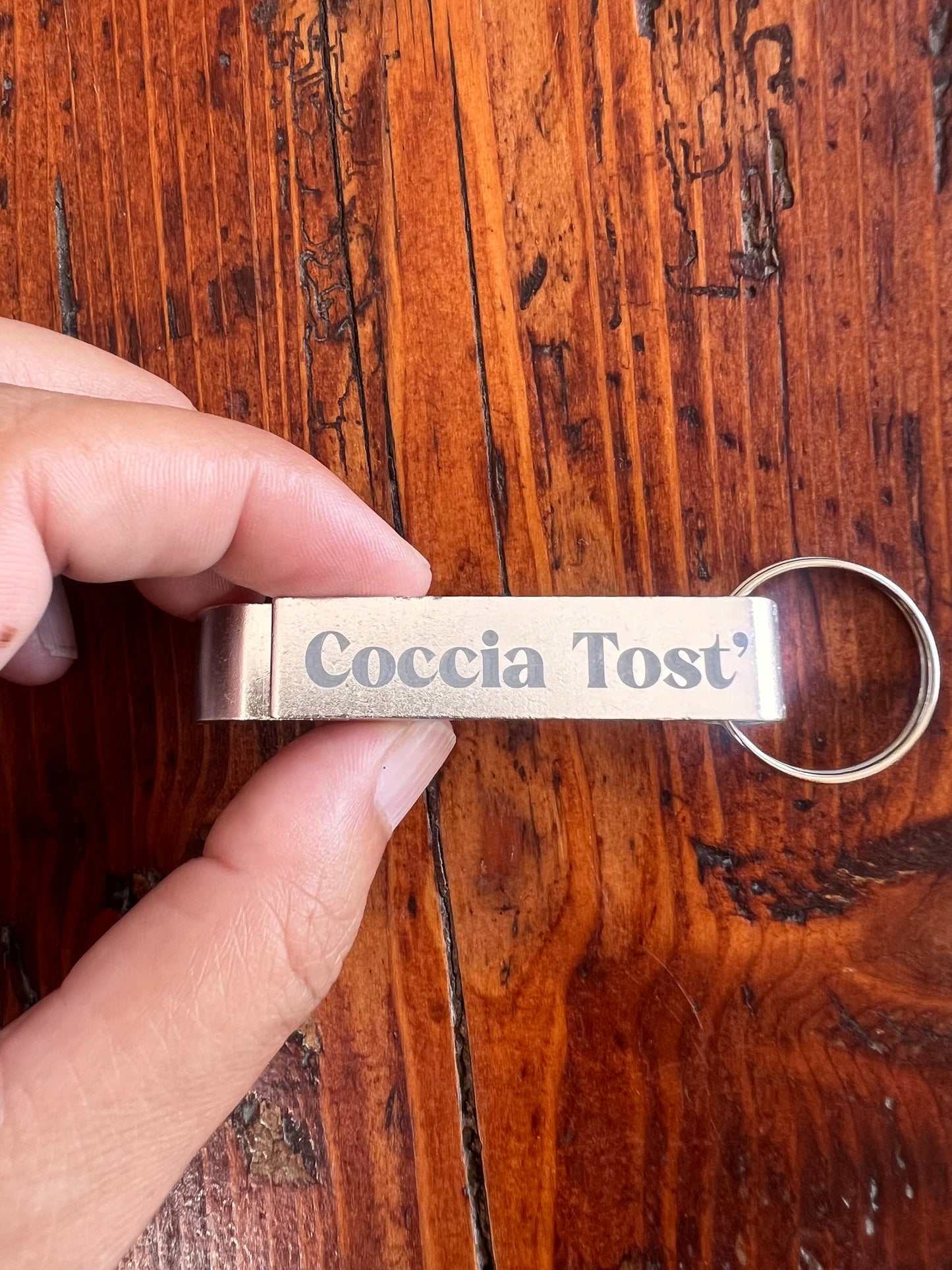 Portachiavi/Apribottiglia inciso “Coccia Tost’”