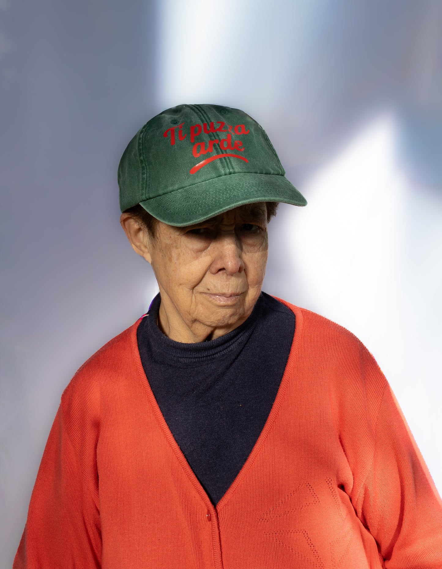 Cappello vintage denim oliva “Ti puzza arde”